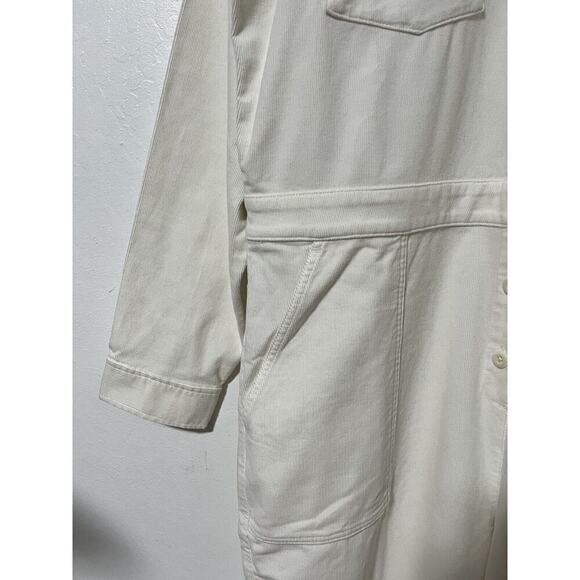 Outerknown Women’s Ivory Soft Corduroy Utility Jumpsuit Size XL Long Sleeve - Picture 4 of 11